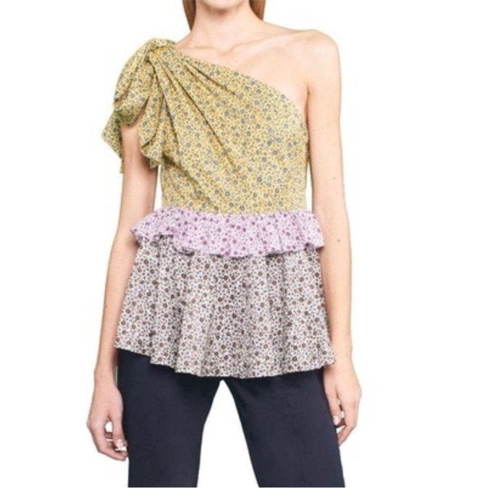 ANNA OCTOBER Women's Floral Halter Top Mini‎ Dress Tunic Ruffle Bow Detail XS